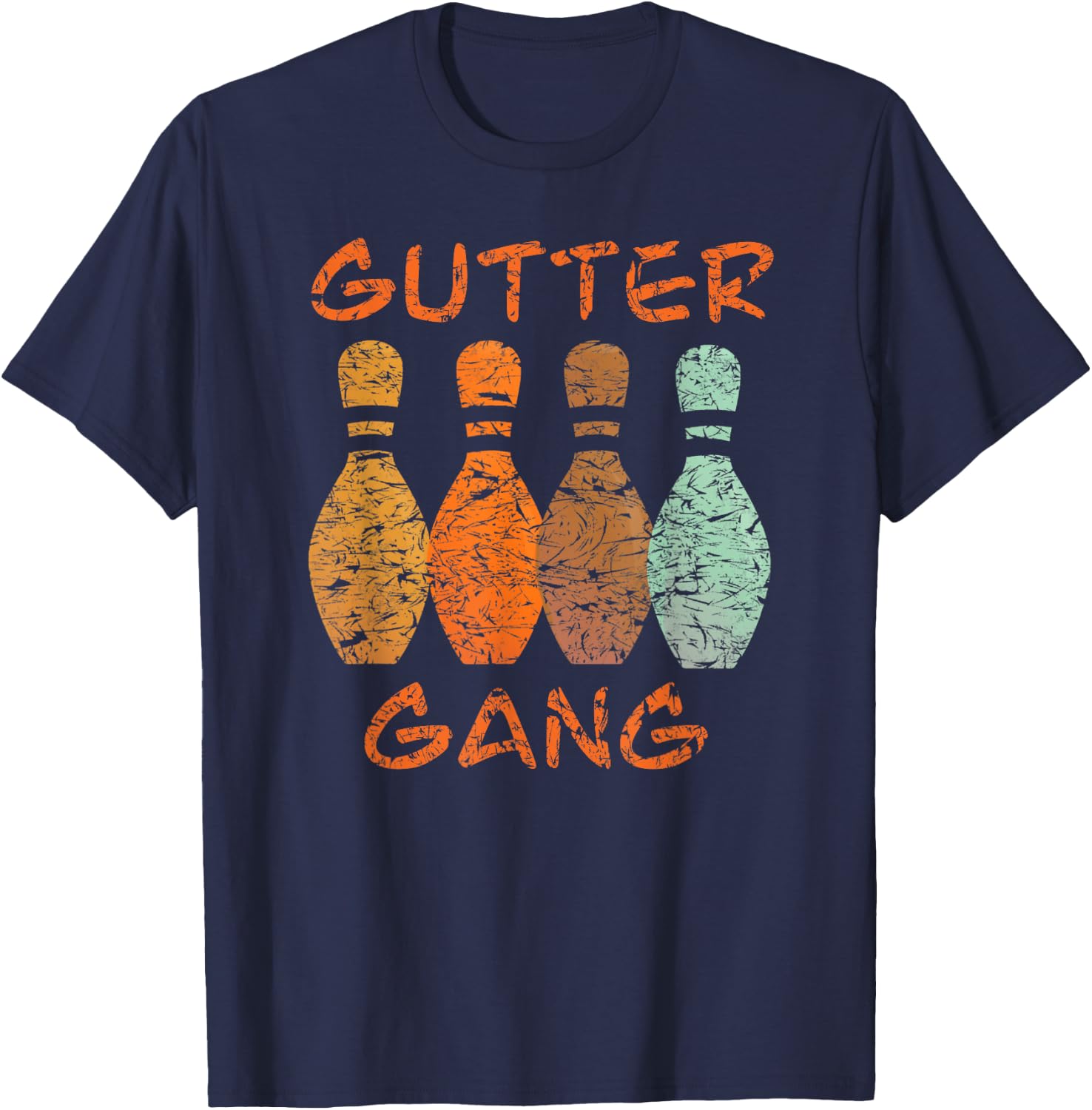 Gutter Gang Bowling Team Name T-Shirt - T-Shirt | Navy