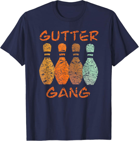 Gutter Gang Bowling Team Name T-Shirt - T-Shirt | Navy