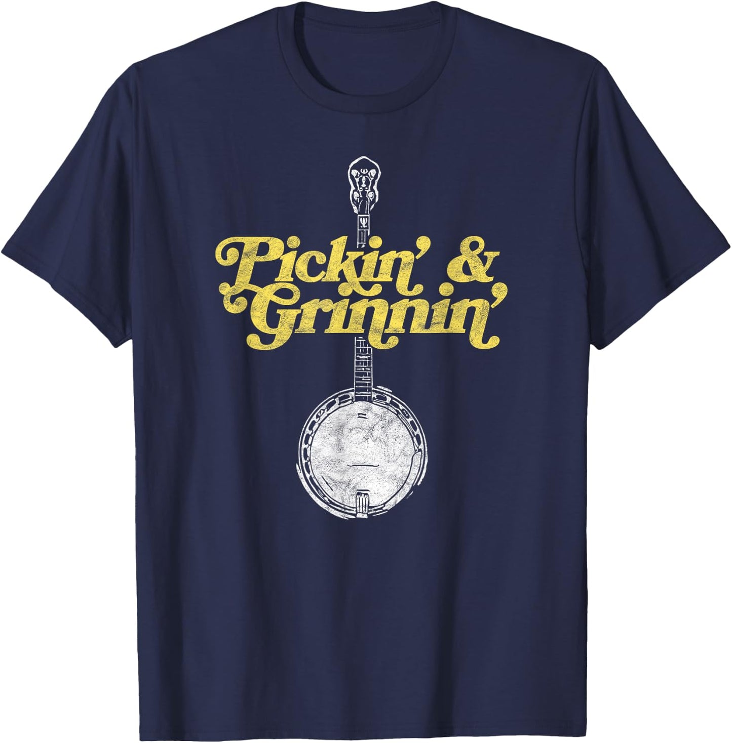 Pickin' & Grinnin' Mountain Sun & Banjo Bluegrass Shirt T-Shirt - T-Shirt | Navy