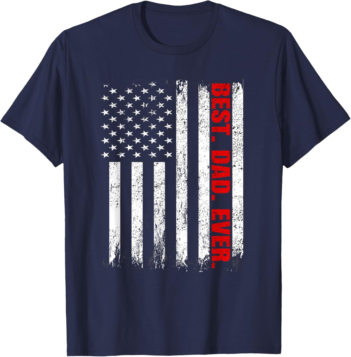 Best Dad Ever USA Flag Fathers Day Firefighter Red Line Women Kids Men T-Shirt - T-Shirt | Navy