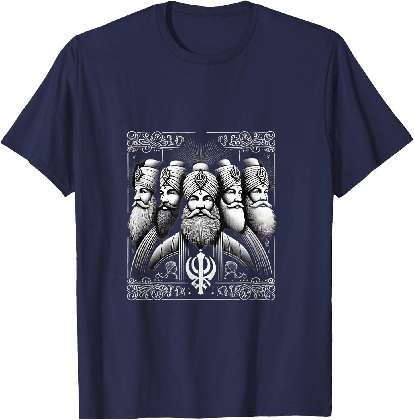 Sikh Khalsa Panj Pyare Five Beloved Ones T-Shirt - T-Shirt | Navy