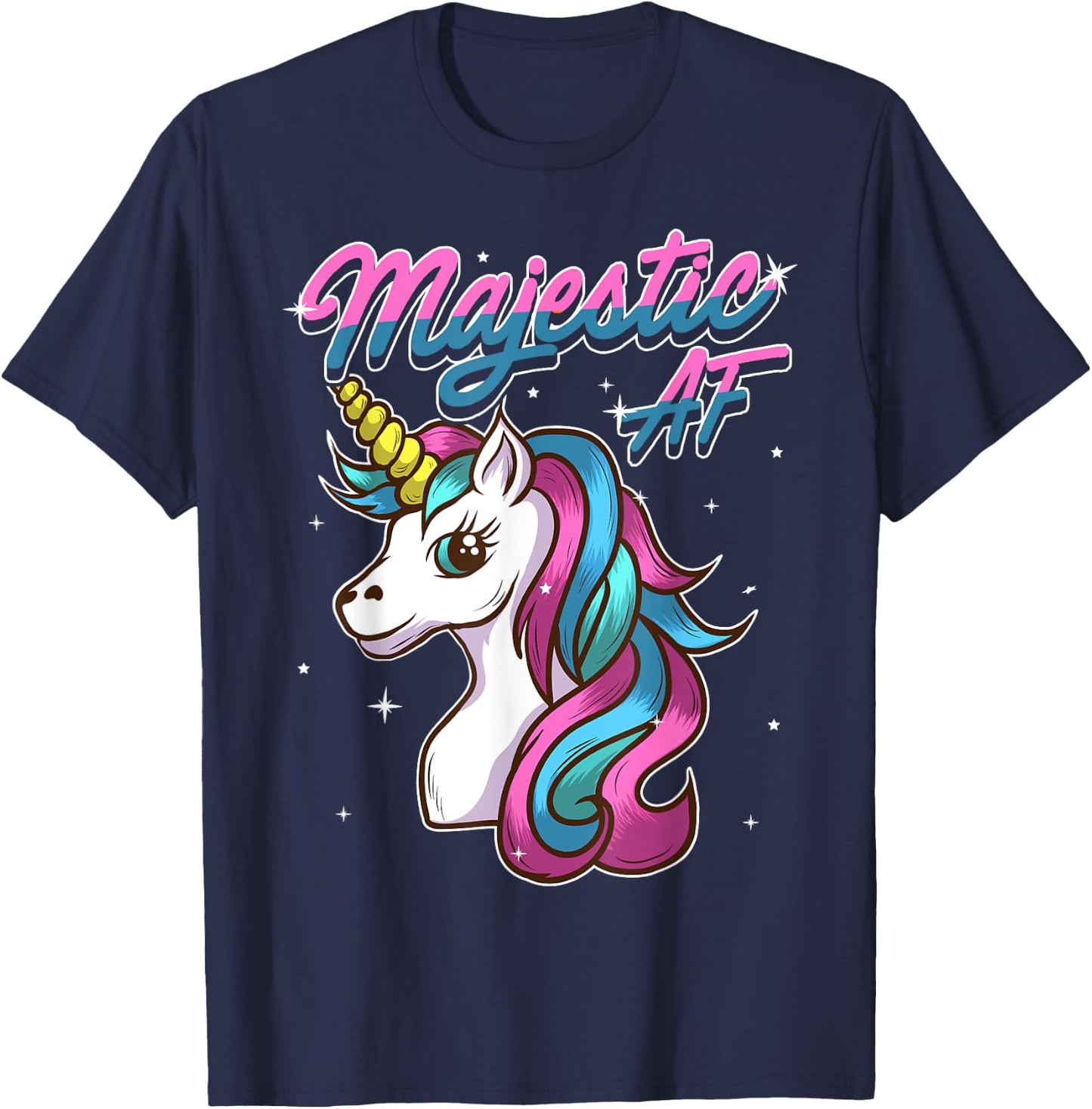 Unicorn T Shirt Majestic AF T Shirt Unicorn Shirts T-Shirt - T-Shirt | Navy