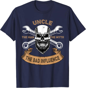Uncle The Man The Myth The Bad Influence Funny Uncle Shirt T-Shirt - T-Shirt | Navy