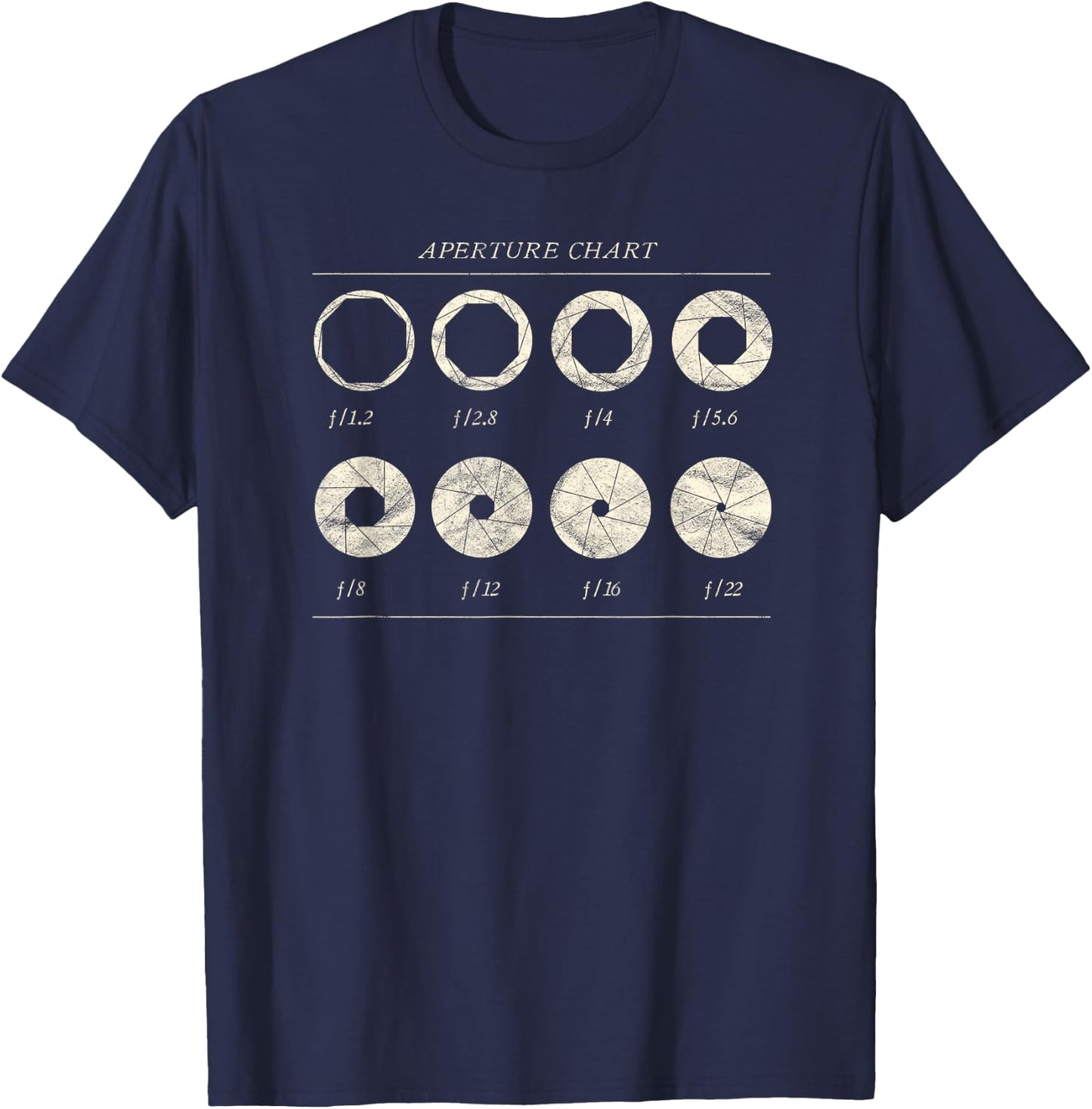 Vintage Photographer DSLR Camera Lens Aperture Chart Aperture T-Shirt - T-Shirt | Navy