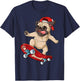 Pug Skateboard T shirt Dog Puppy Funny Skater Skateboarding Women Girls Kids T-Shirt - T-Shirt | Navy