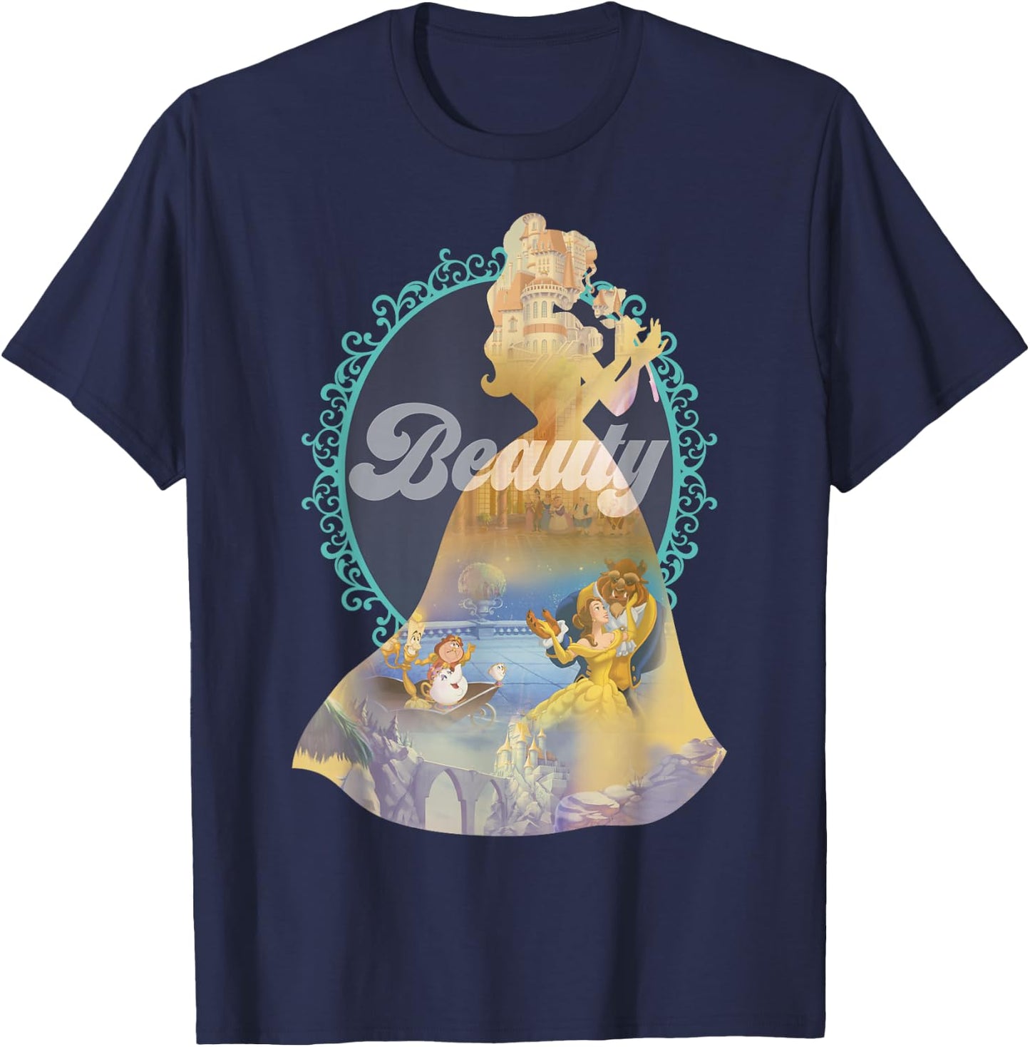 Disney Beauty and the Beast Enchanted Dance Belle Silhouette T-Shirt - T-Shirt | Navy