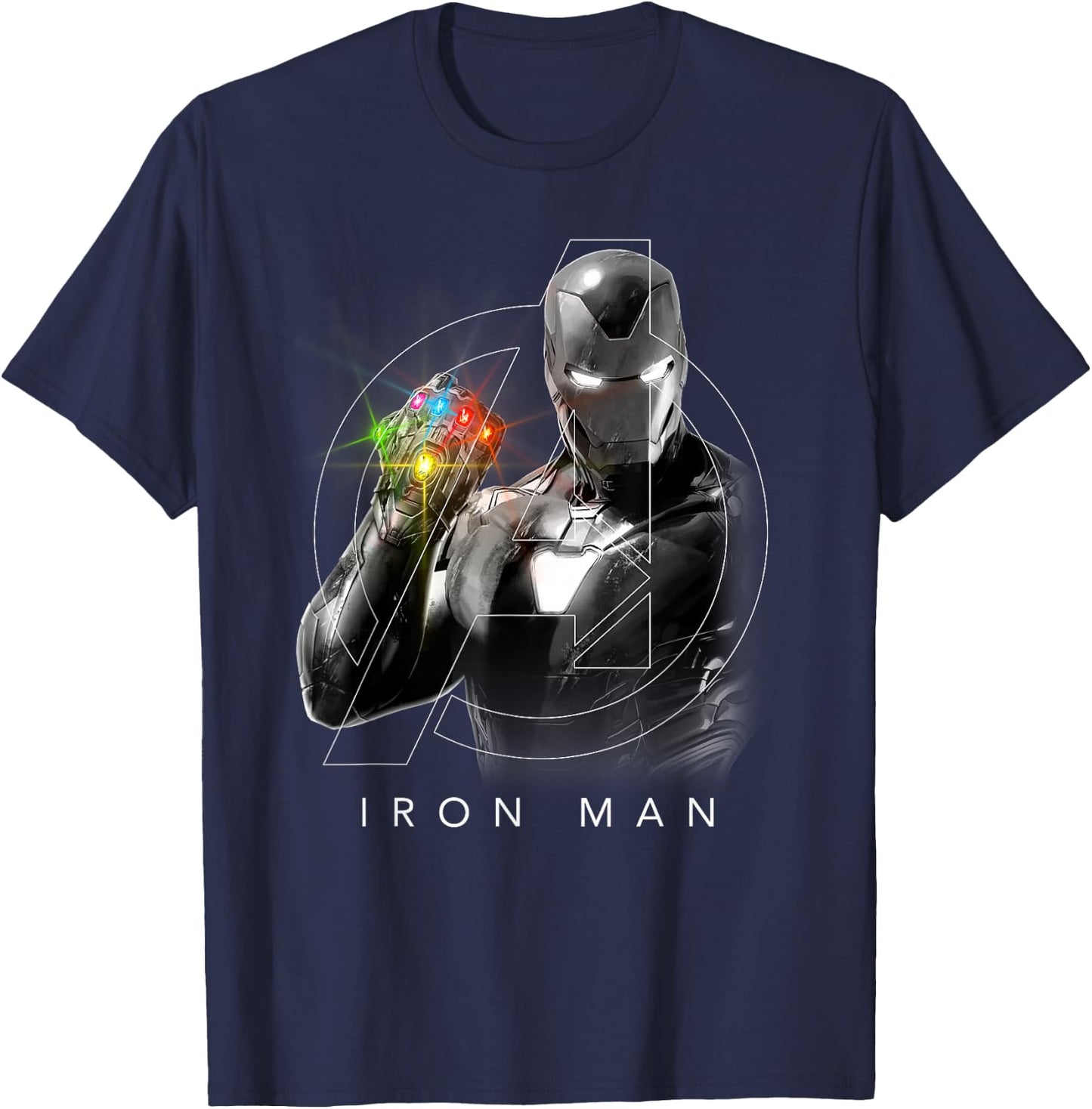 Marvel Avengers Endgame Glowing Stones Logo Overlay Portrait T-Shirt - T-Shirt | Navy