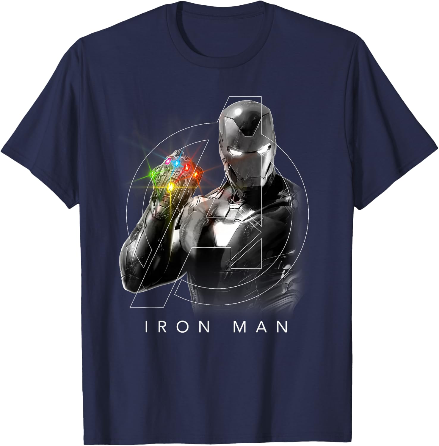 Marvel Avengers Endgame Glowing Stones Logo Overlay Portrait T-Shirt - T-Shirt | Navy