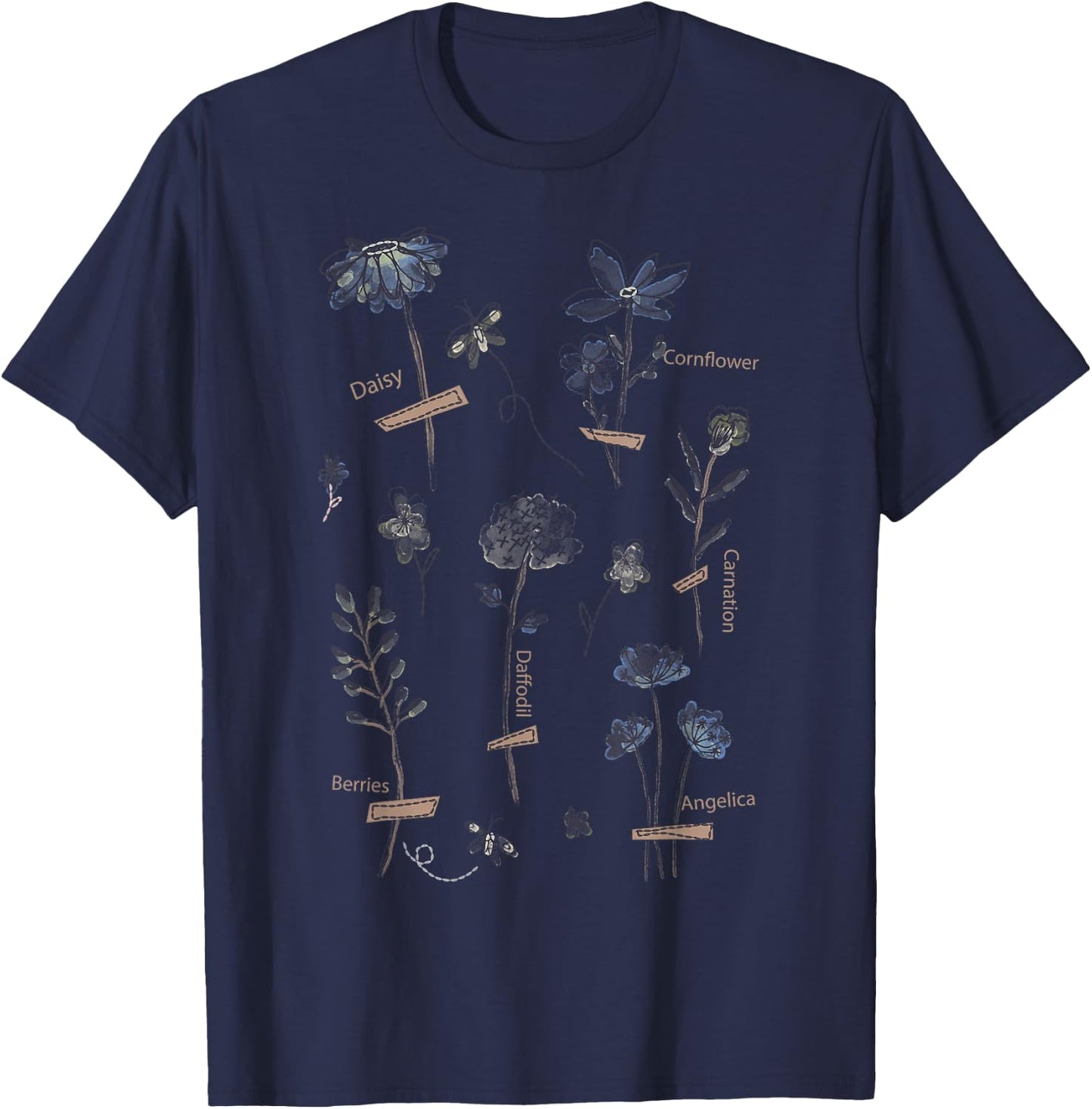 Plant These Save The Bees Botanical Vintage WildFlowers Girl T-Shirt - T-Shirt | Navy