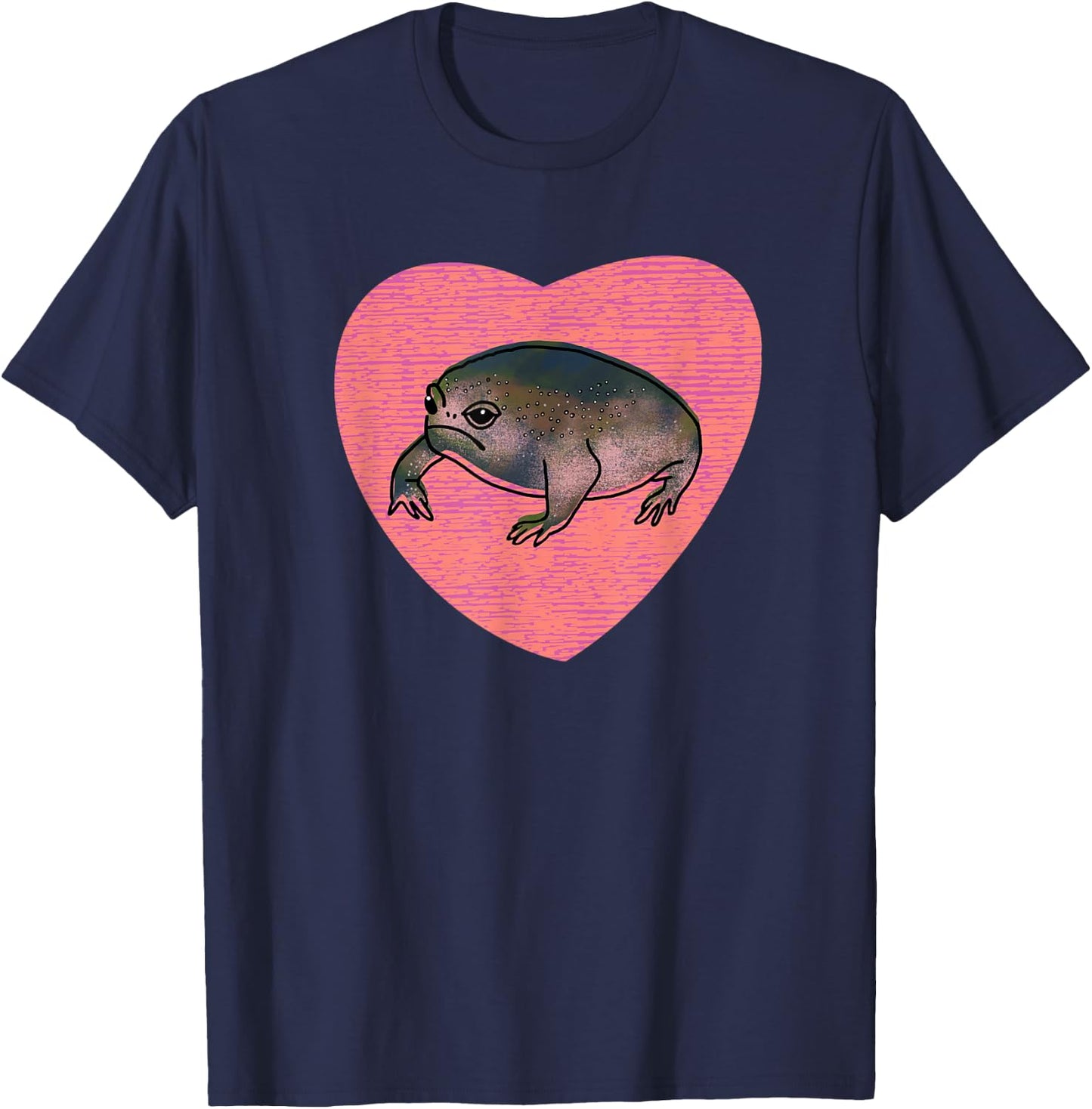 Cute Black Desert Rain Frog Love Heart T-Shirt - T-Shirt | Navy