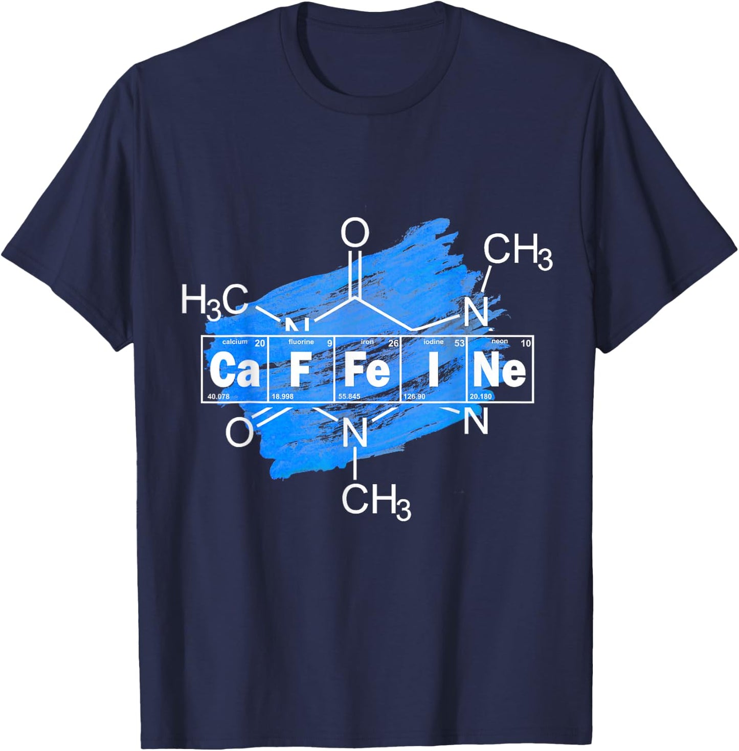 Caffeine Elements Chemistry Science Coffee Lover T-Shirt - T-Shirt | Navy