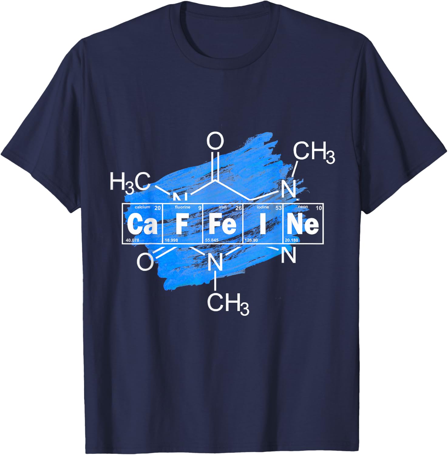 Caffeine Elements Chemistry Science Coffee Lover T-Shirt - T-Shirt | Navy