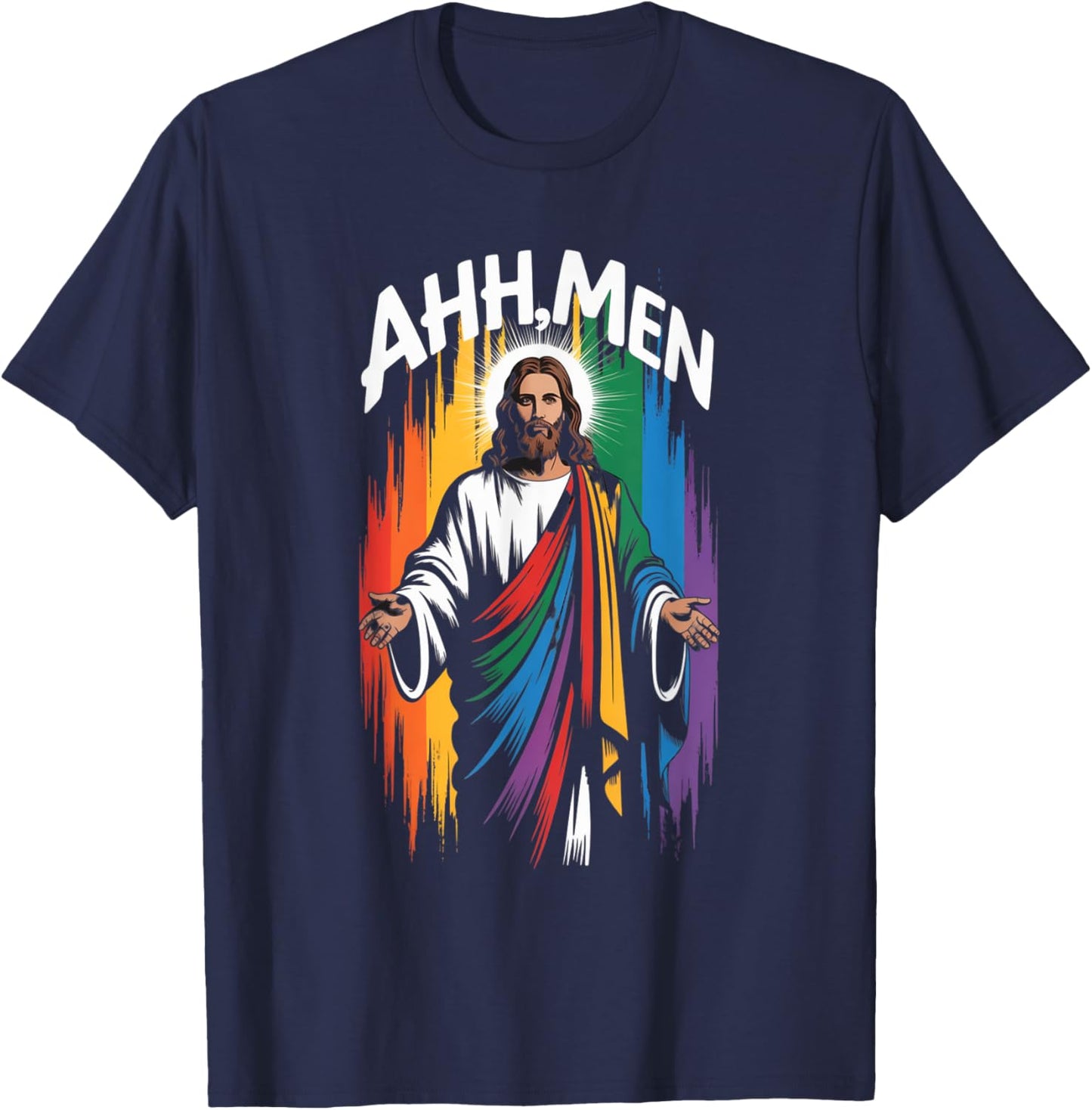 Ahh Men Funny Gay Pride Month 2025 Rainbow Pride Parade T-Shirt - T-Shirt | Navy