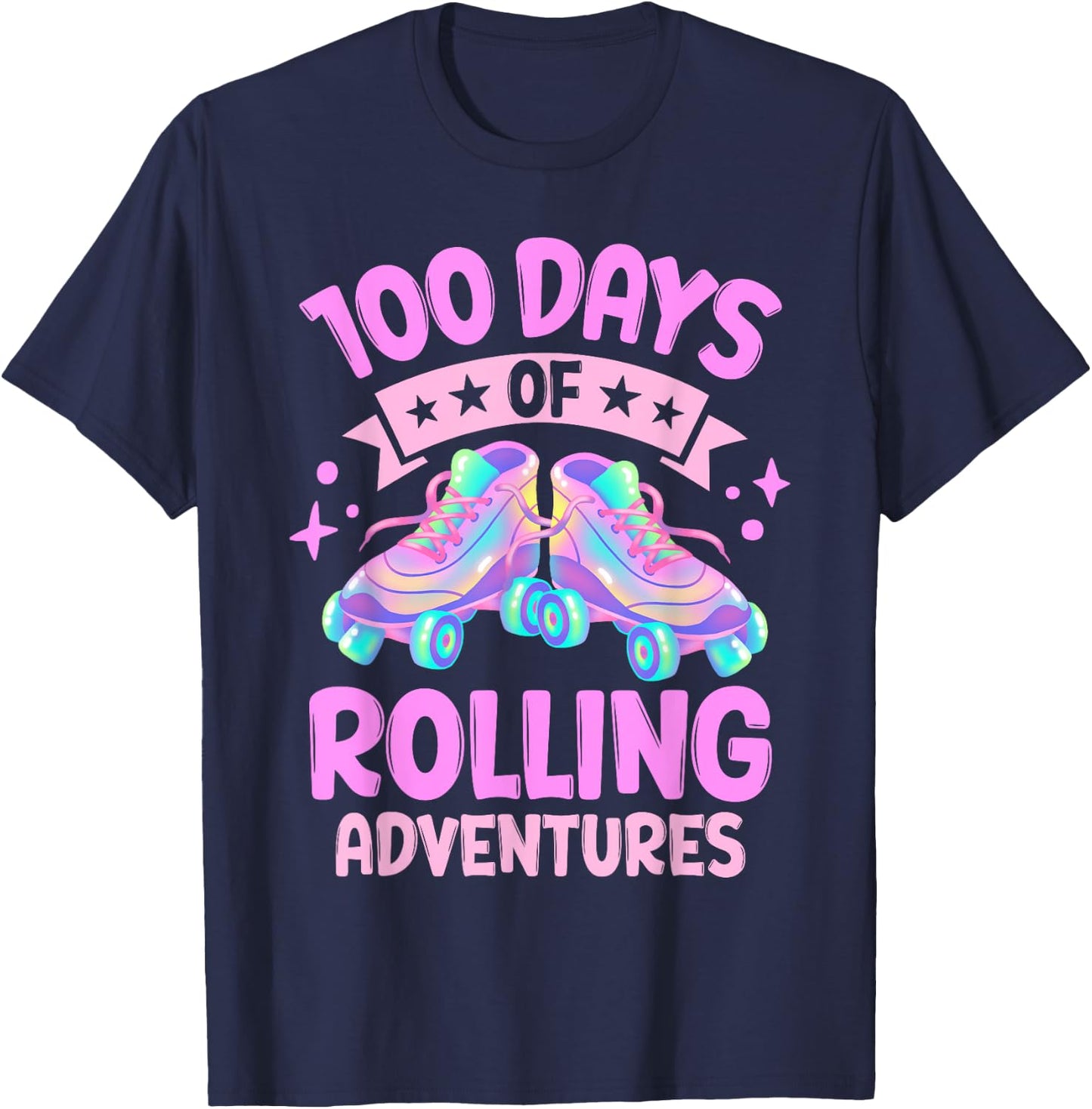 100 Days Of Rolling Adventures 100 Days Of School T-Shirt - T-Shirt | Navy