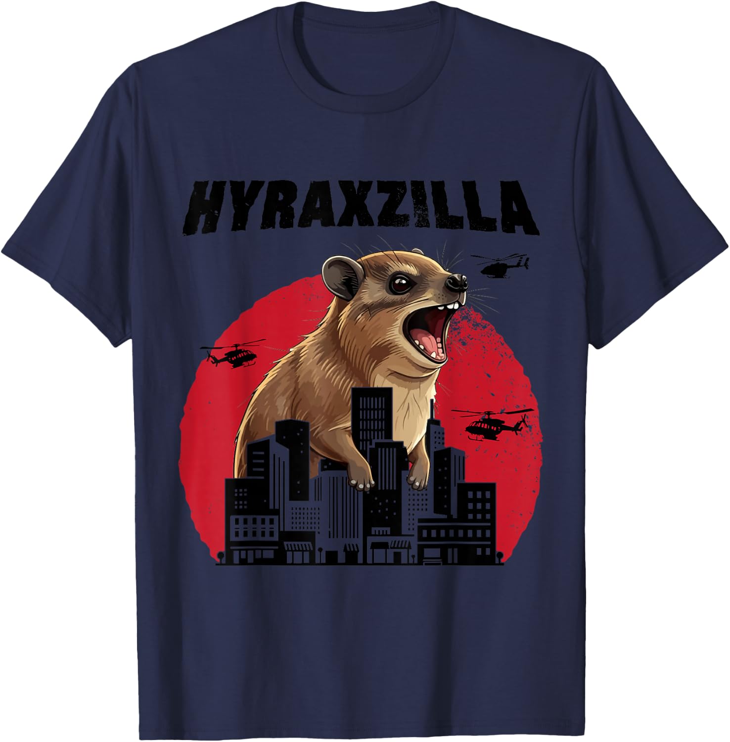 Hyraxzilla Rock Hyrax Lover Awawa Funny Upset Groundhog T-Shirt - T-Shirt | Navy