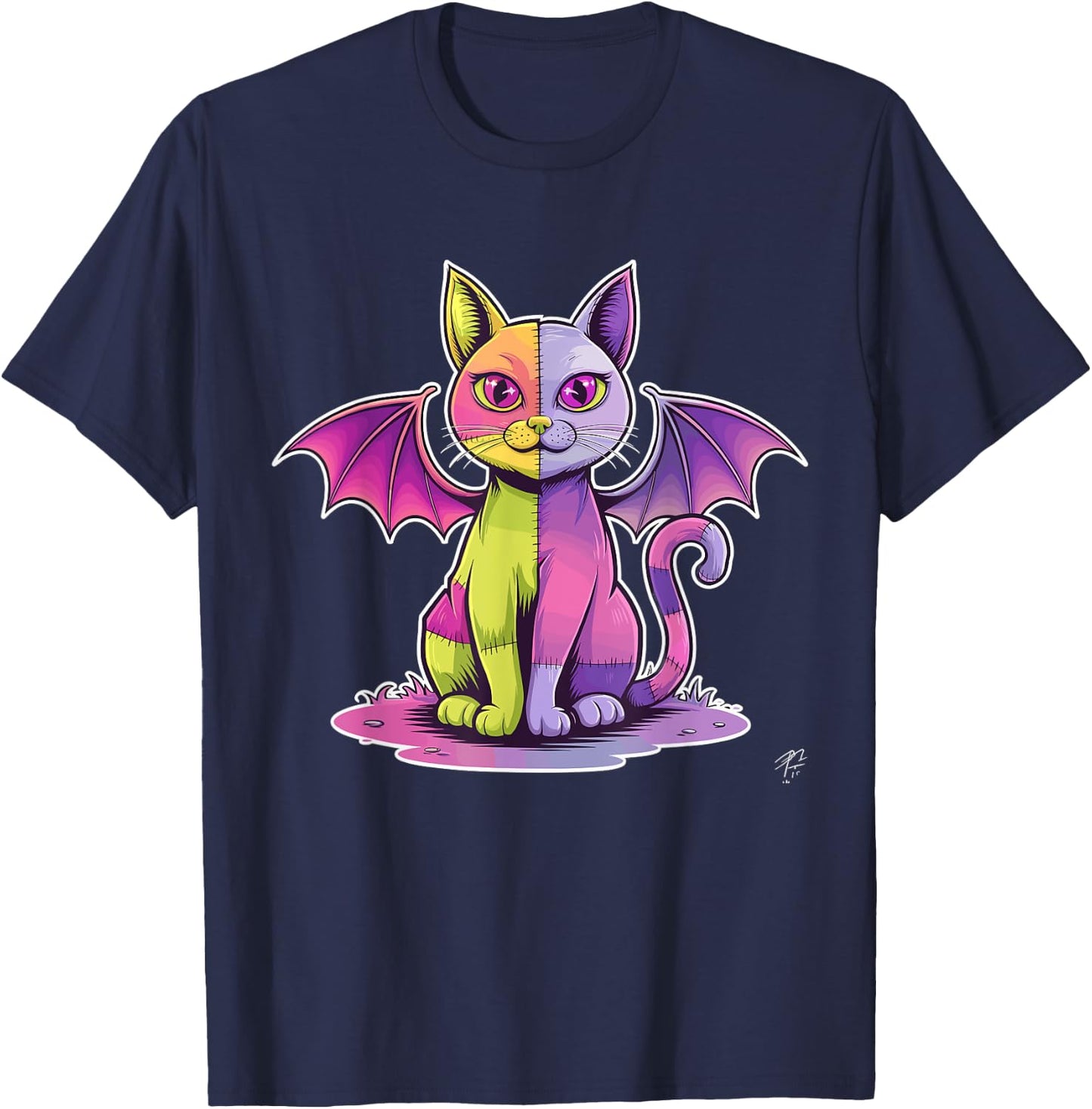 E-Girl Teen Goth Pastel Cat Kawaii Zombie Emo Girl T-Shirt - T-Shirt | Navy
