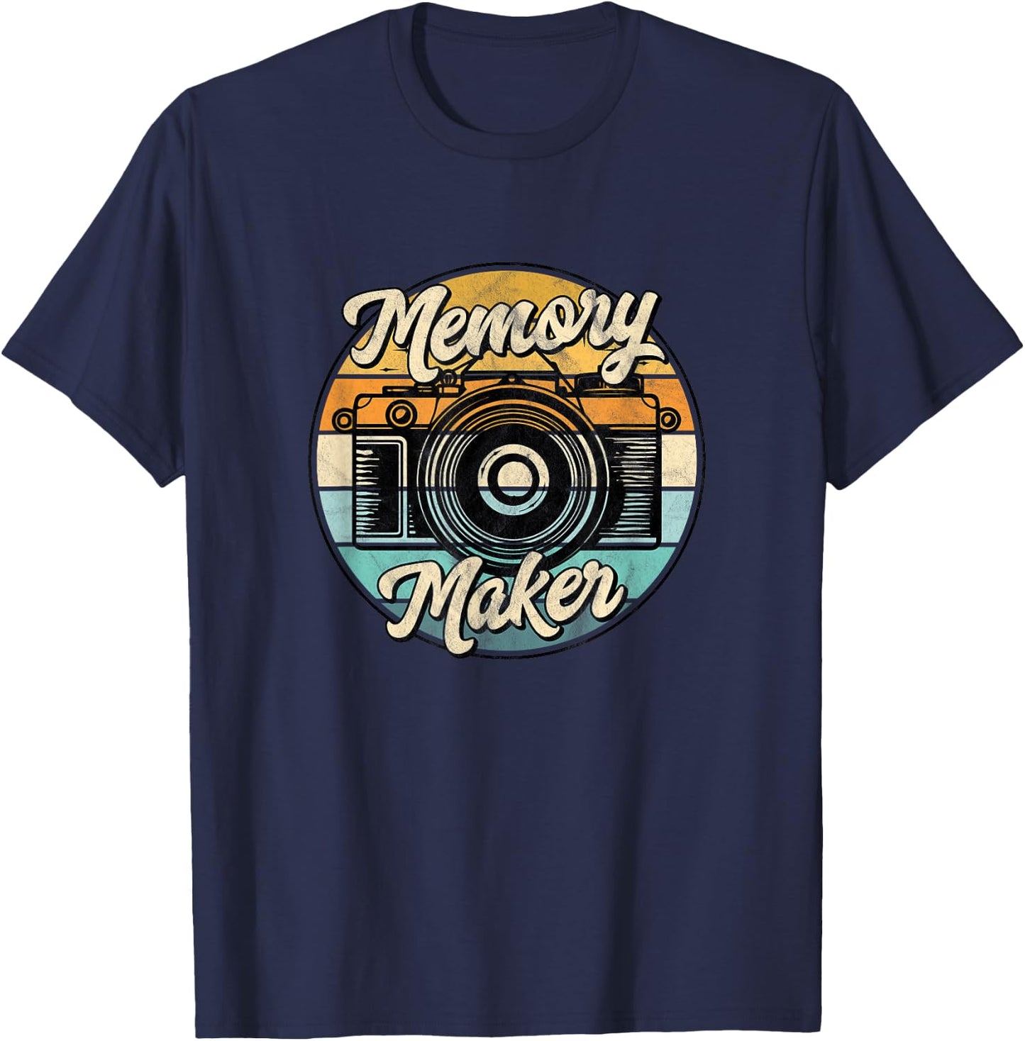 Photography Lover's Memory Maker - Distressed Photographer T-Shirt - T-Shirt | Navy