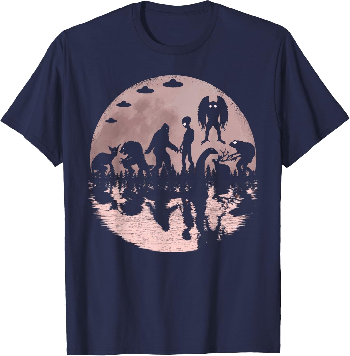 Cryptid Bigfoot Loch Ness Monster Mothman And Other Cryptids T-Shirt - T-Shirt | Navy