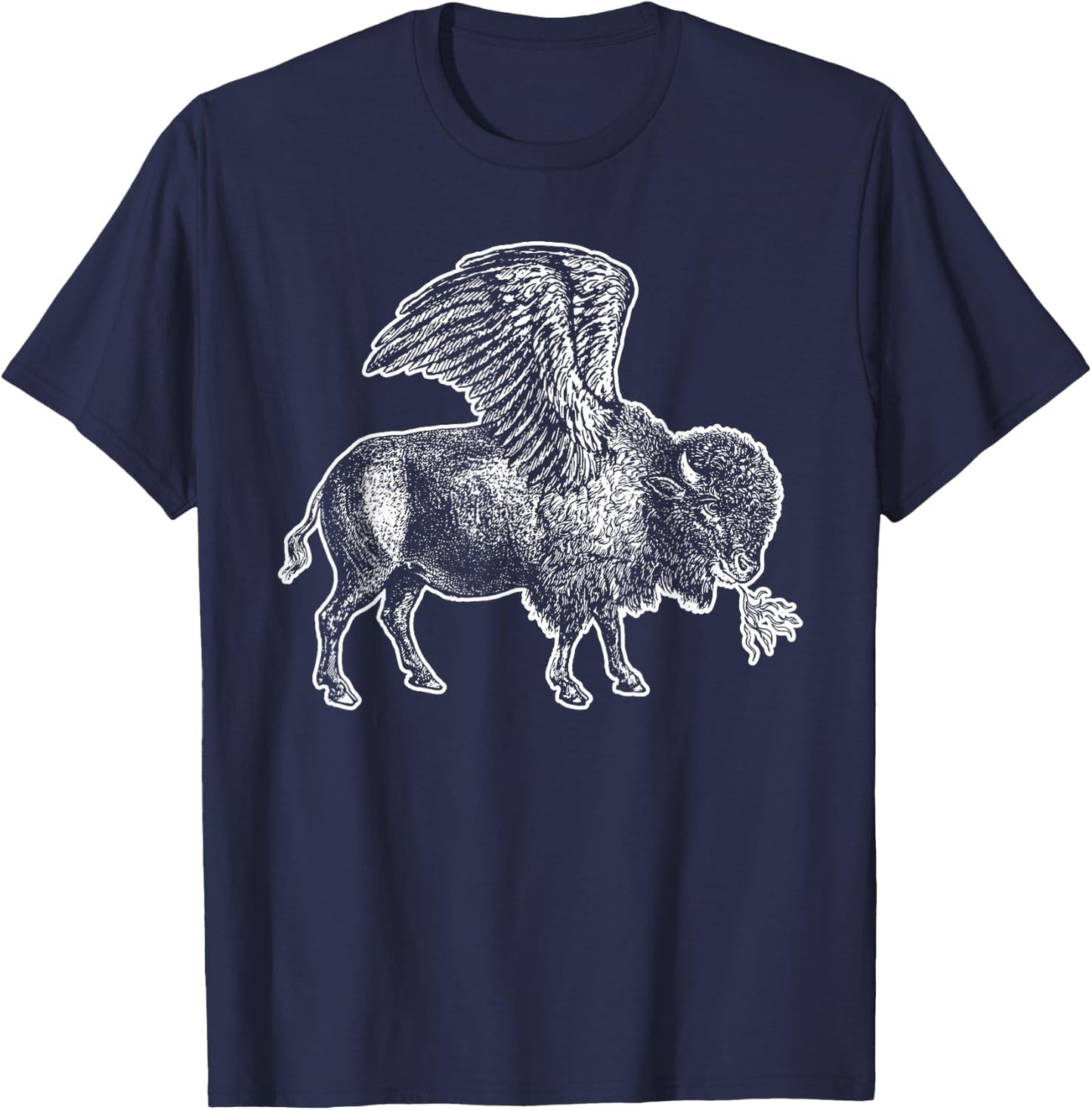 Funny Design Buffalo Wings Hot Foodie Chicken Bison Vintage T-Shirt - T-Shirt | Navy