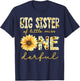 Big Sister of Little Miss Onederful 1st Bday Girl Sunflower T-Shirt - T-Shirt | Navy