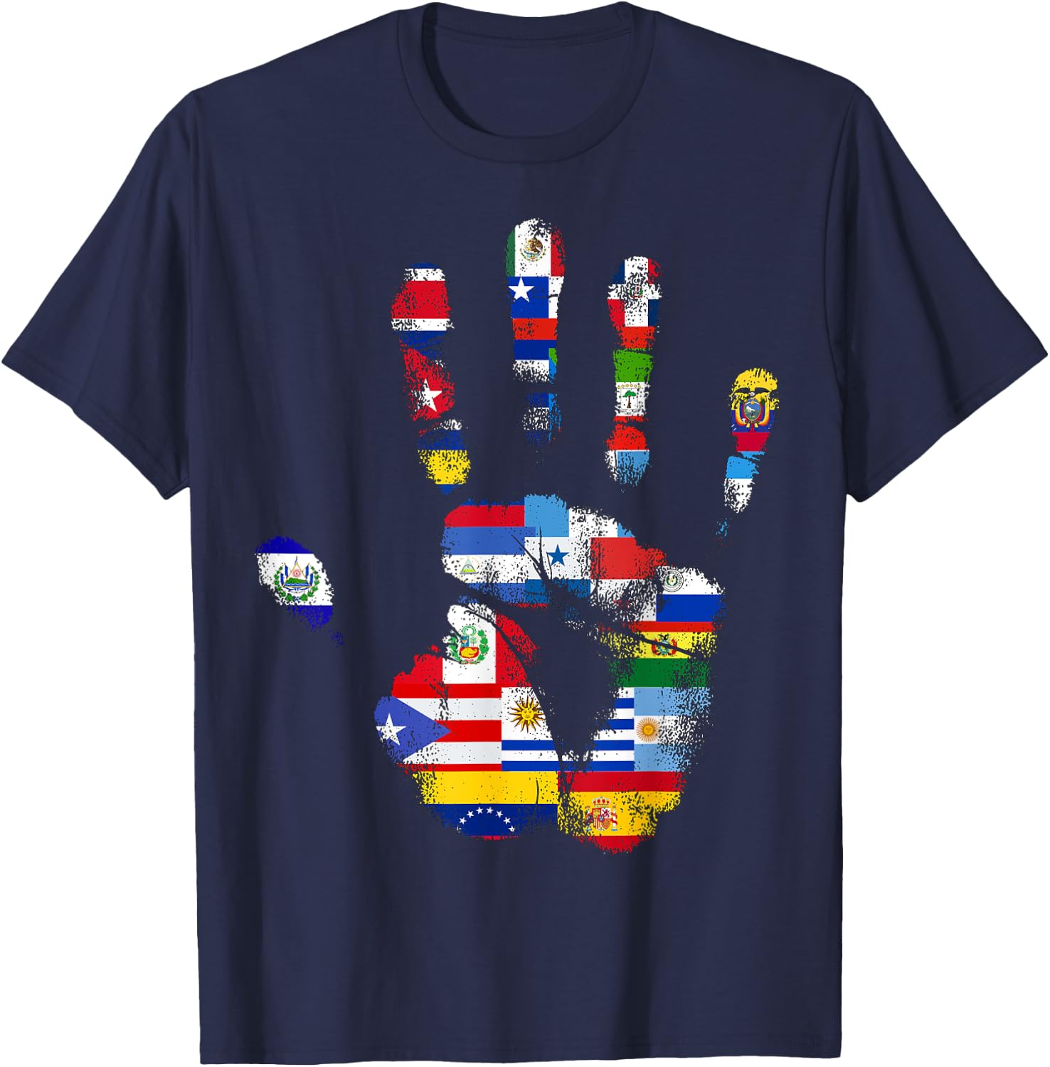 National Hispanic Heritage Month Latin America Latino Flags T-Shirt - T-Shirt | Navy