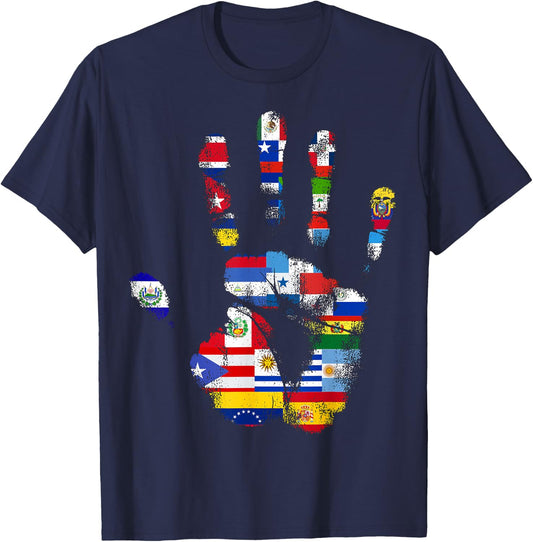 National Hispanic Heritage Month Latin America Latino Flags T-Shirt - T-Shirt | Navy