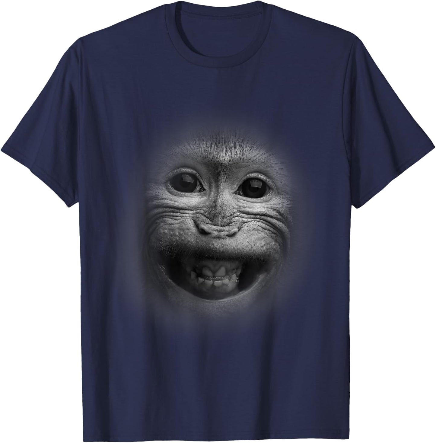 The Happiest Monkey Face Graphic - Funny Humor T-Shirt - T-Shirt | Navy
