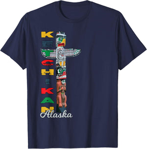 Ketchikan Alaska Totem Pole Native Art Souvenir Keepsake T-Shirt - T-Shirt | Navy