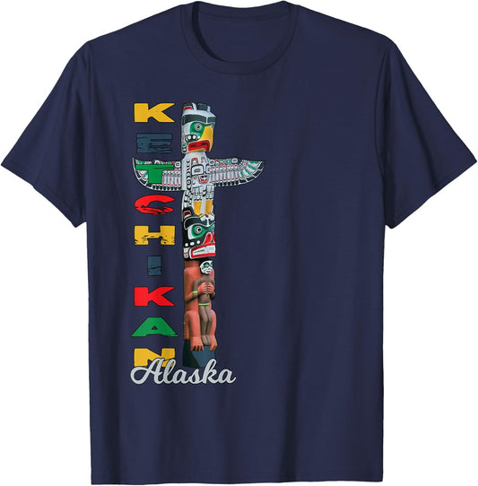 Ketchikan Alaska Totem Pole Native Art Souvenir Keepsake T-Shirt - T-Shirt | Navy