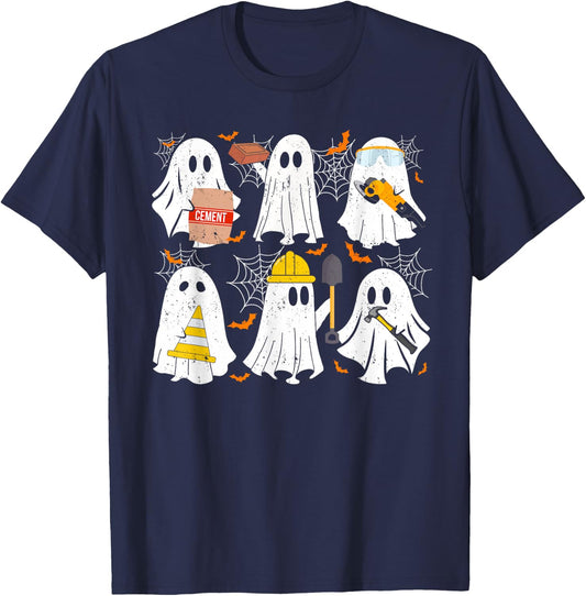 Ghost Construction Worker Costume For Halloween Men Women T-Shirt - T-Shirt | Navy