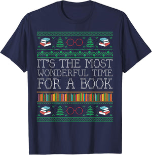librarian books reading Ugly Christmas Sweaters T-Shirt - T-Shirt | Navy