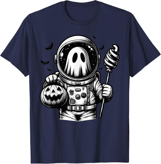Halloween Astronaut Costume Ghost Animal Boo Spooky T-Shirt - T-Shirt | Navy