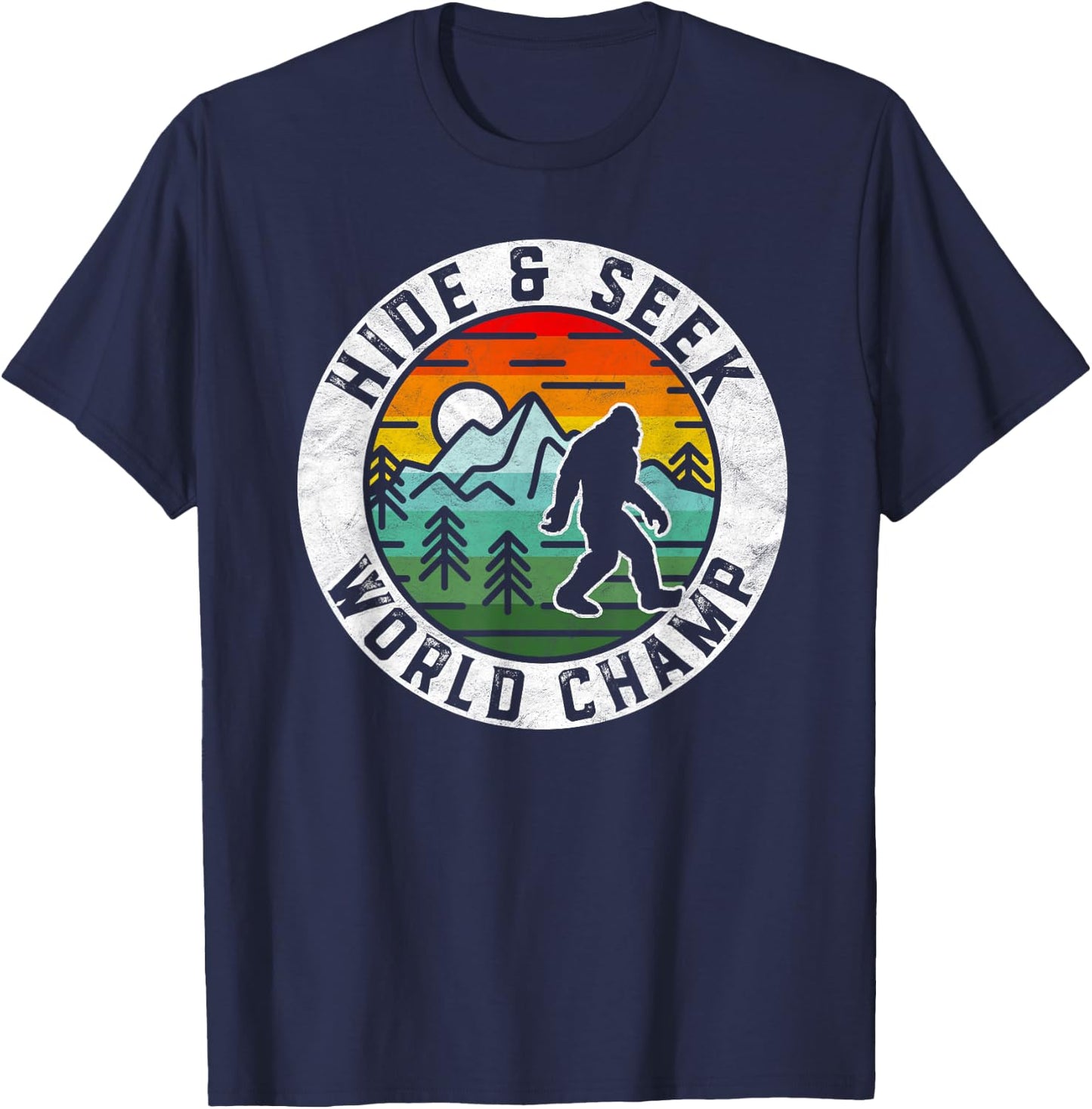 Bigfoot Hide and Seek World Champ Sasquatch Silhouette Small T-Shirt - T-Shirt | Navy