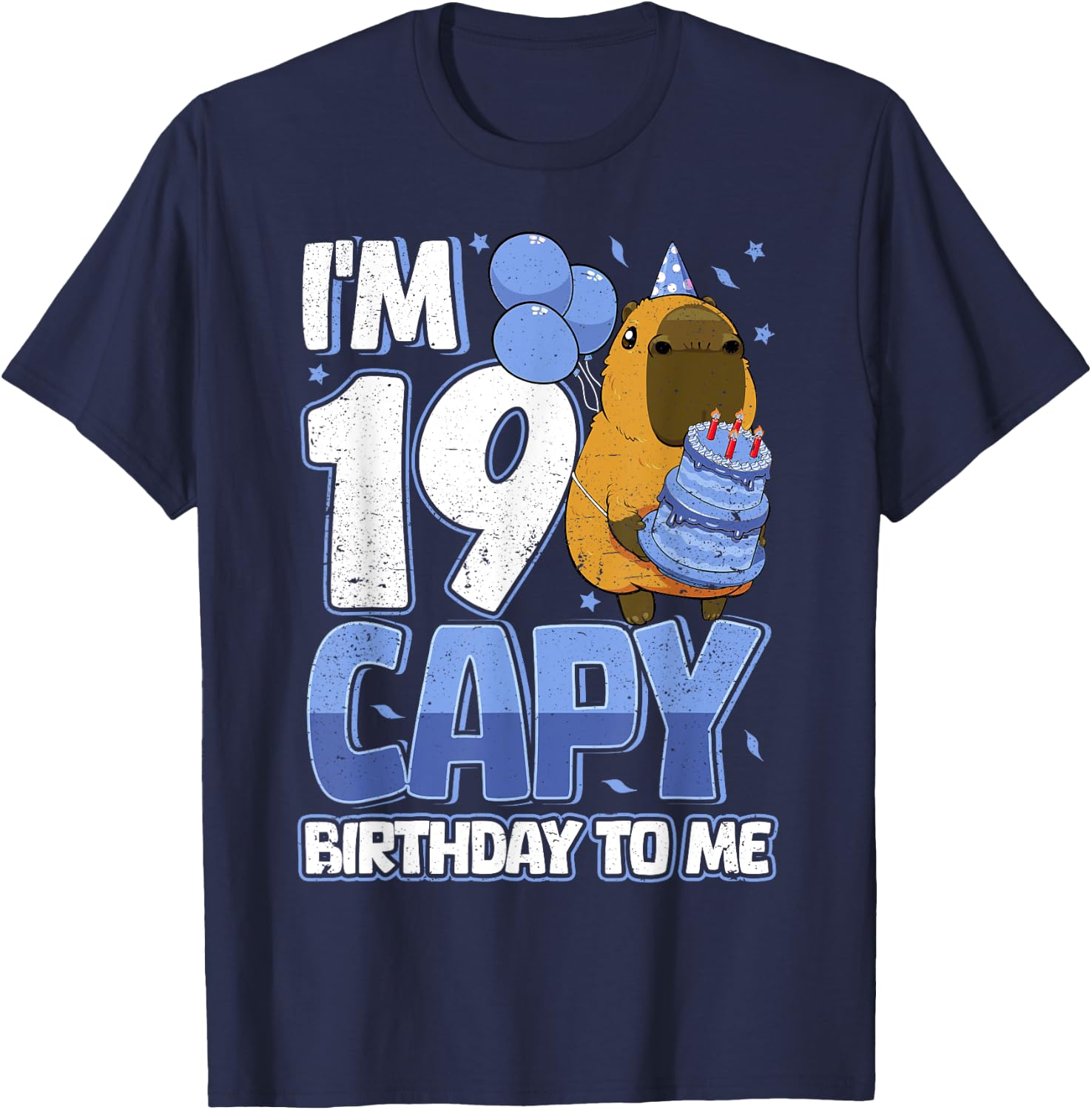 19 Years Capy Birthday to me Boys 19th Birthday Capybara T-Shirt - T-Shirt | Navy