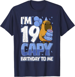 19 Years Capy Birthday to me Boys 19th Birthday Capybara T-Shirt - T-Shirt | Navy