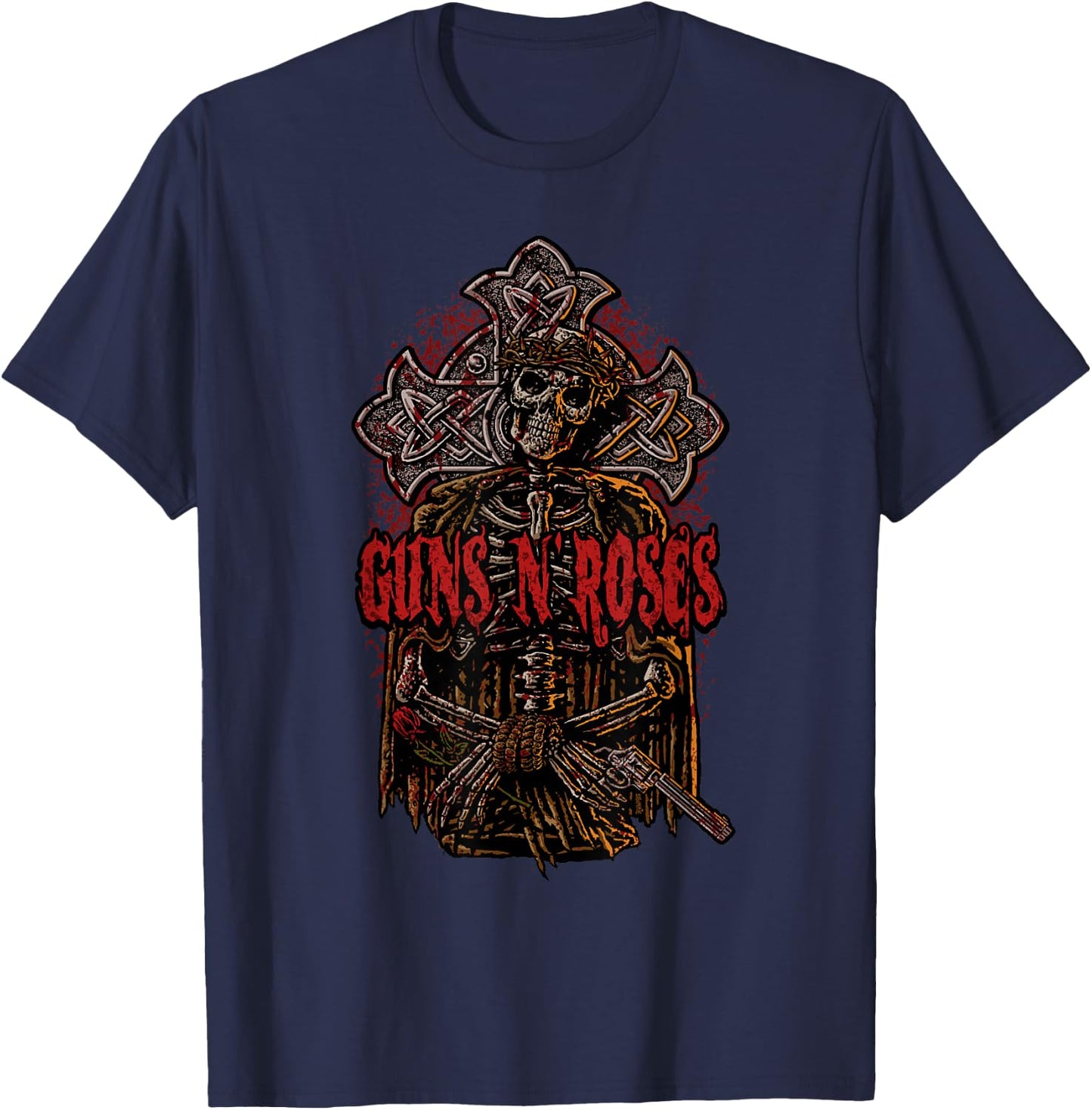 Guns N' Roses Official Skeletous T-Shirt - T-Shirt | Navy