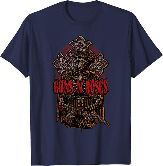 Guns N' Roses Official Skeletous T-Shirt - T-Shirt | Navy