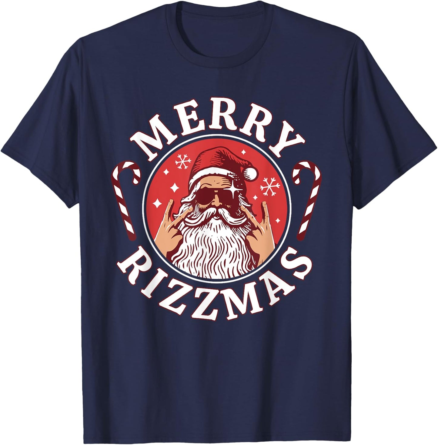 Merry Rizzmas Kids Teens School Funny Christmas Santa Claus T-Shirt - T-Shirt | Navy