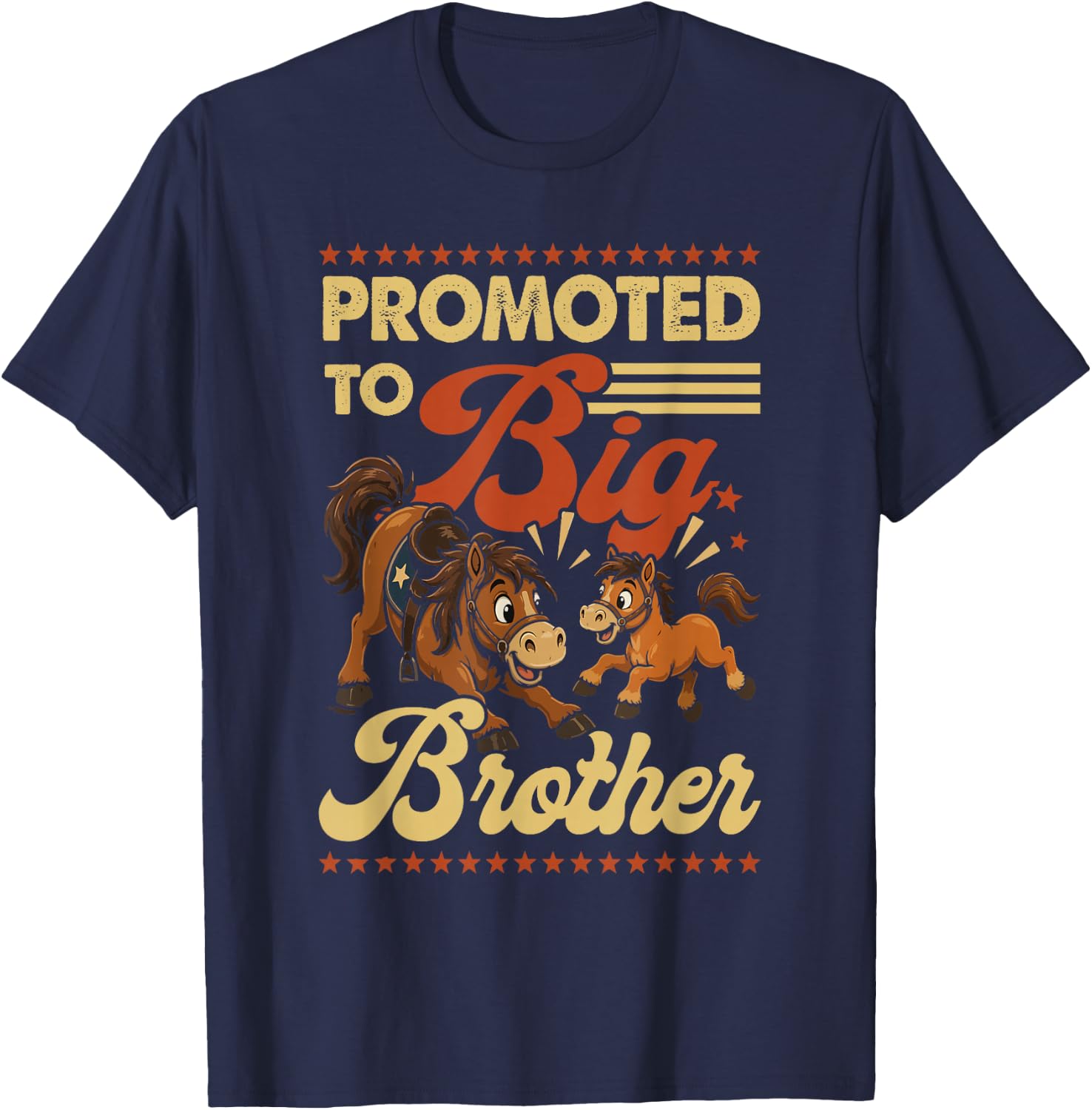 Promoted to Big Brother Horse Theme Kids T-Shirt - T-Shirt | Navy