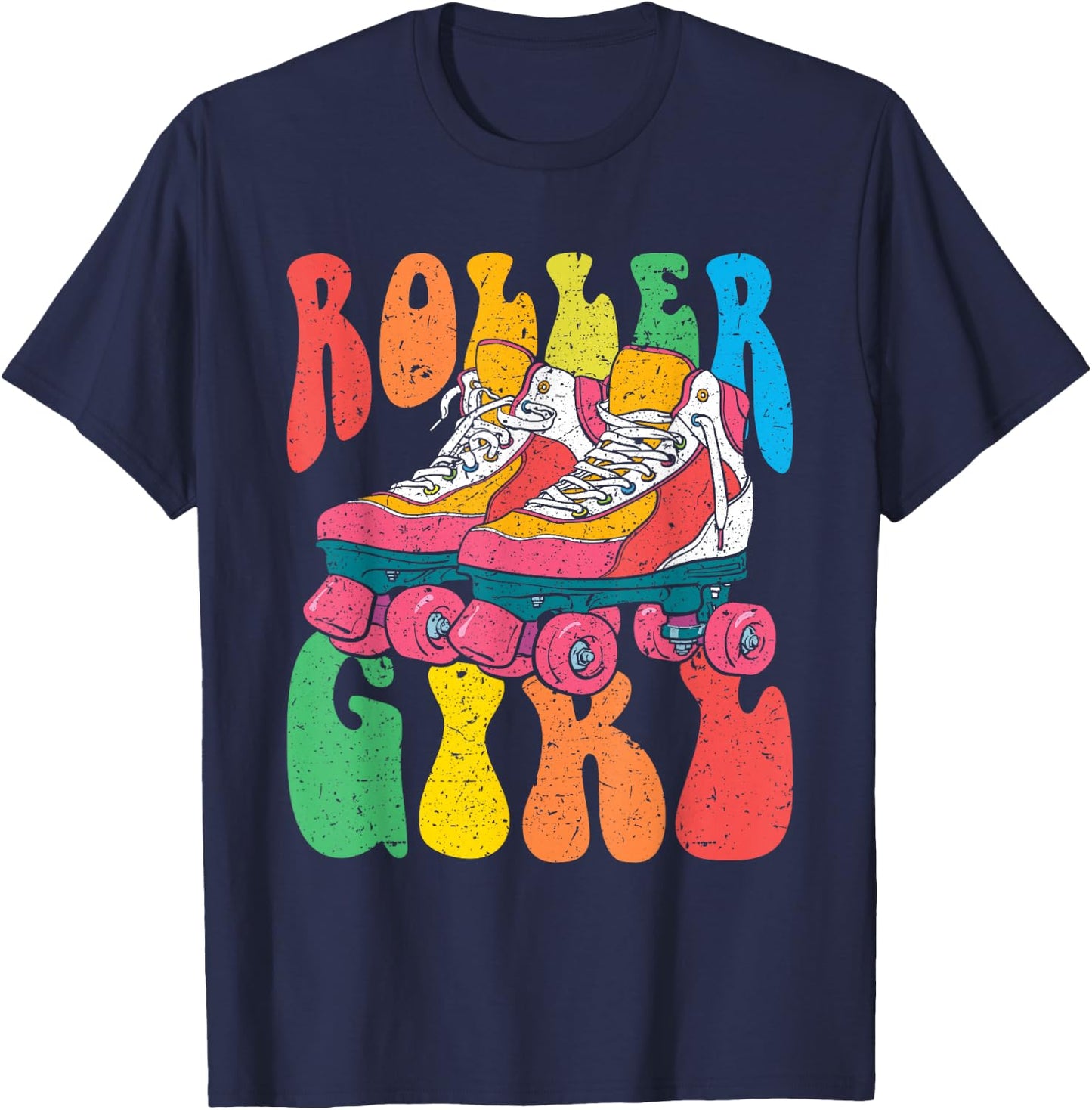 Roller Girl Vintage 70s Shirt Seventies 70's Costume T-Shirt - T-Shirt | Navy
