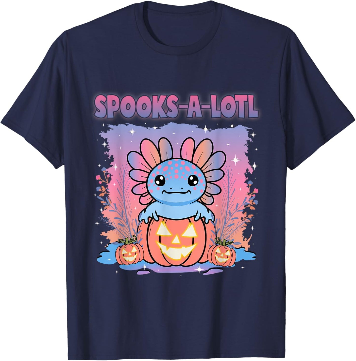 Spooks-A-Lotl Funny Halloween Cute Kawaii Axolotl Costume T-Shirt - T-Shirt | Navy
