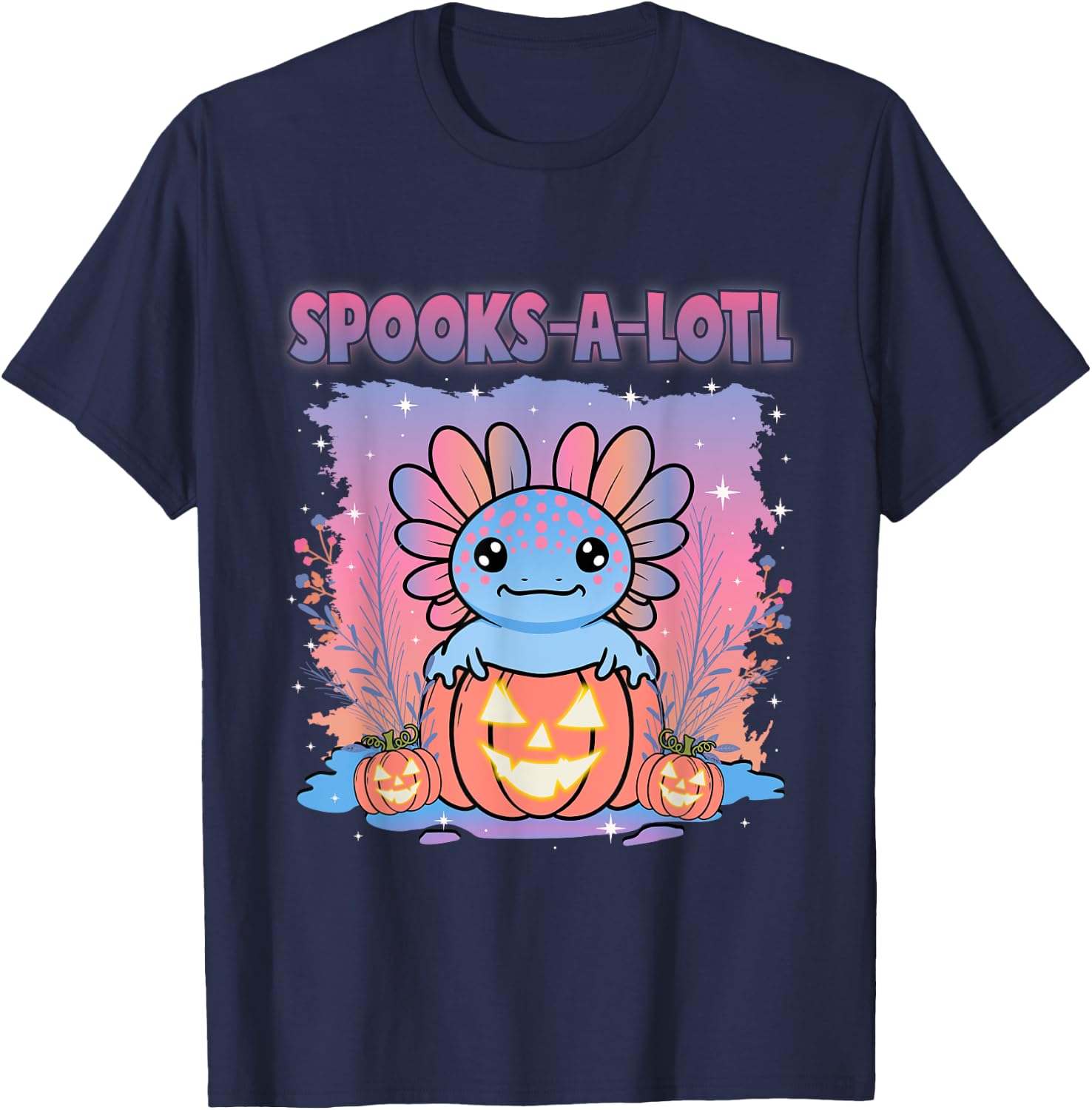 Spooks-A-Lotl Funny Halloween Cute Kawaii Axolotl Costume T-Shirt - T-Shirt | Navy
