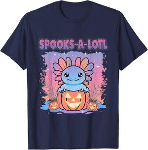 Spooks-A-Lotl Funny Halloween Cute Kawaii Axolotl Costume T-Shirt - T-Shirt | Navy