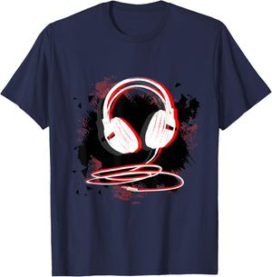 Music Sound Headphones DJ Gift T-Shirt - T-Shirt | Navy
