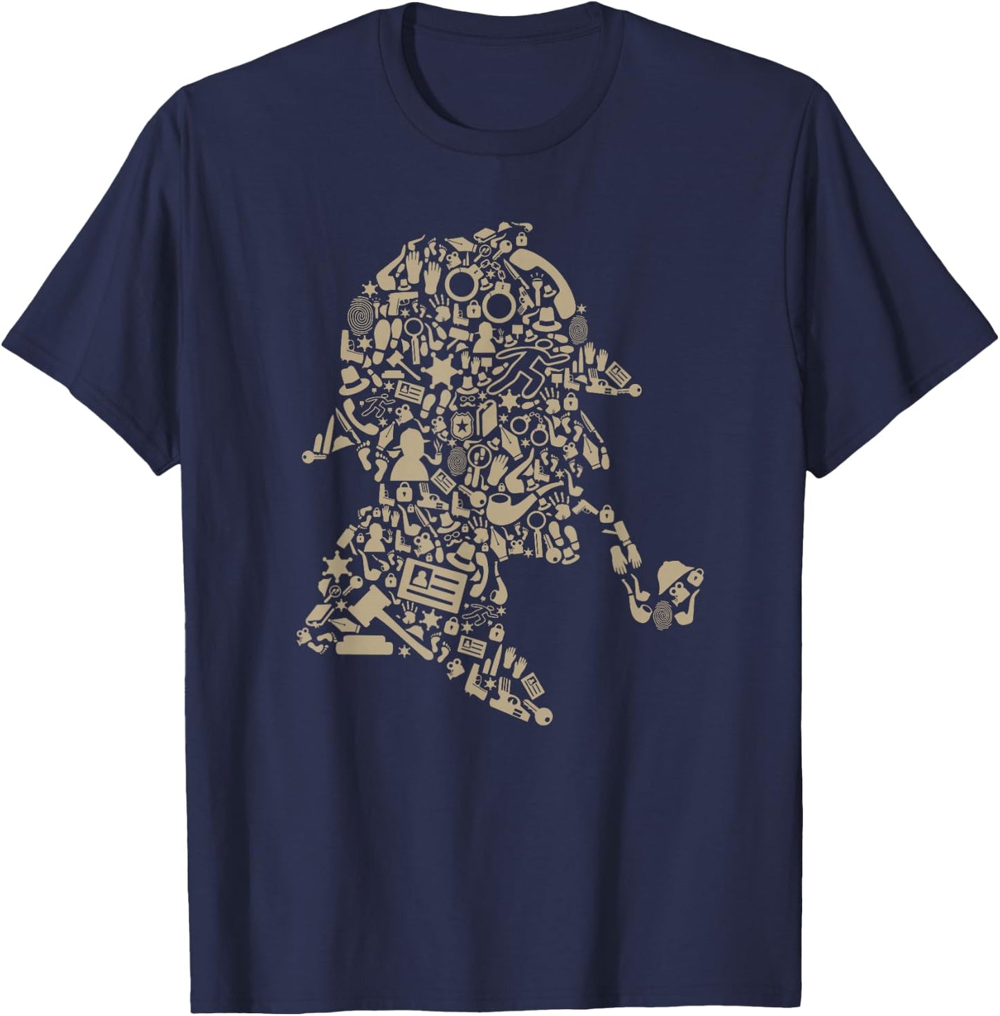 Sherlock Holmes UK Detective Novel Retro British T-Shirt - T-Shirt | Navy