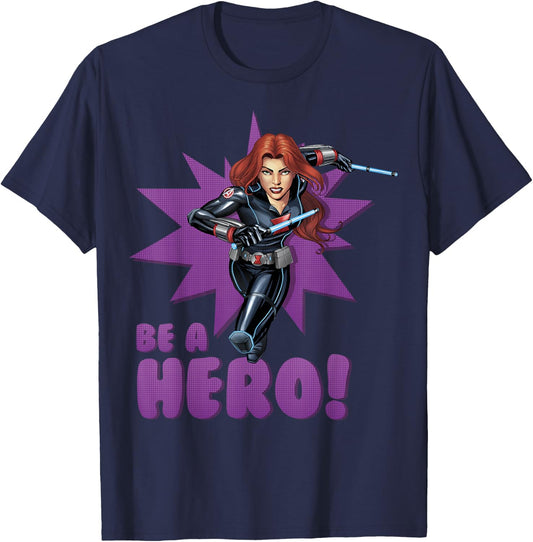 Marvel Black Widow Avengers Assemble BE A Hero! T-Shirt - T-Shirt | Navy