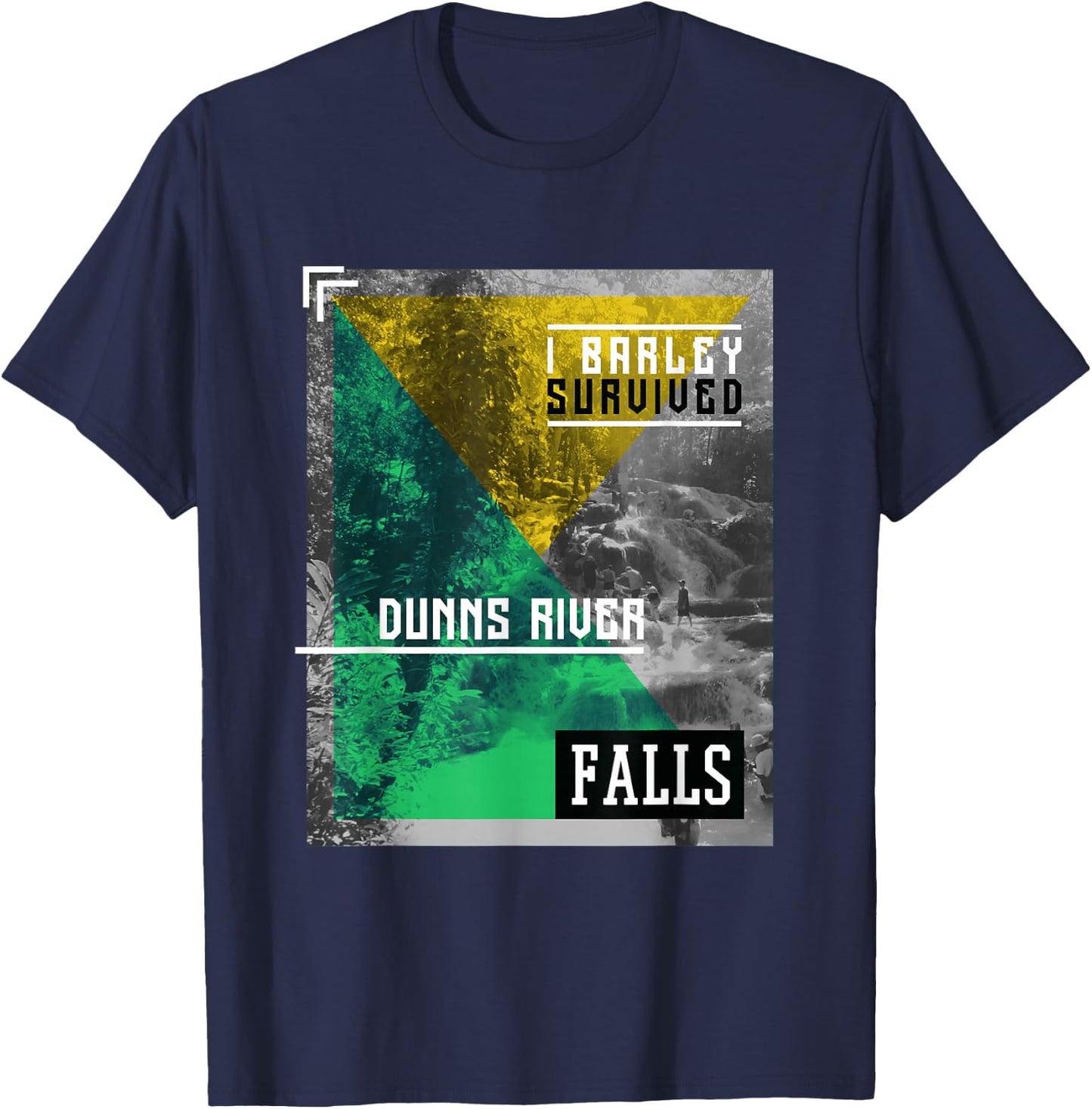 Barely Survived Dunns River Falls Jamaica Holiday T-Shirt - T-Shirt | Navy