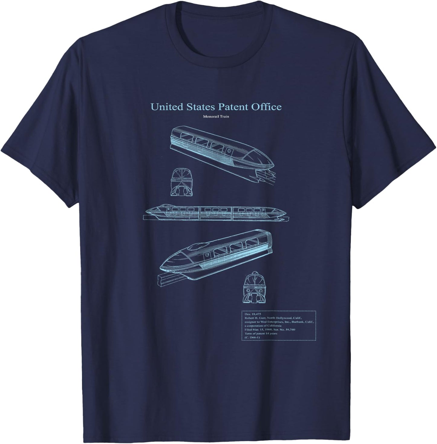 Monorail Blueprint T-Shirt - T-Shirt | Navy