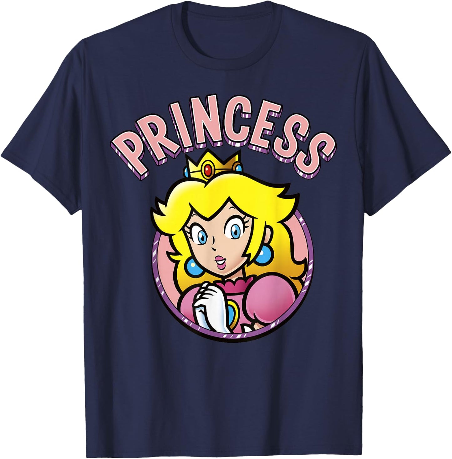 Super Mario Peach The Princess Portrait T-Shirt - T-Shirt | Navy