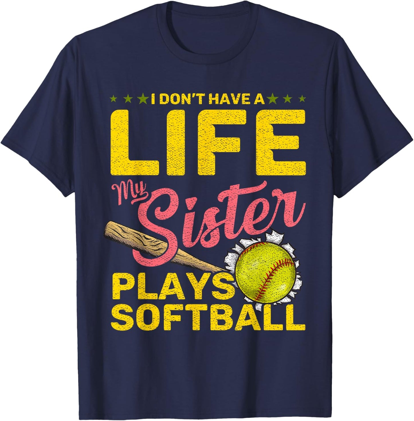 Funny My Sister Plays Softball T-Shirt - T-Shirt | Navy